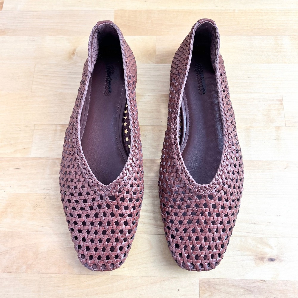 Madewell Woven Leather Flats in Brown